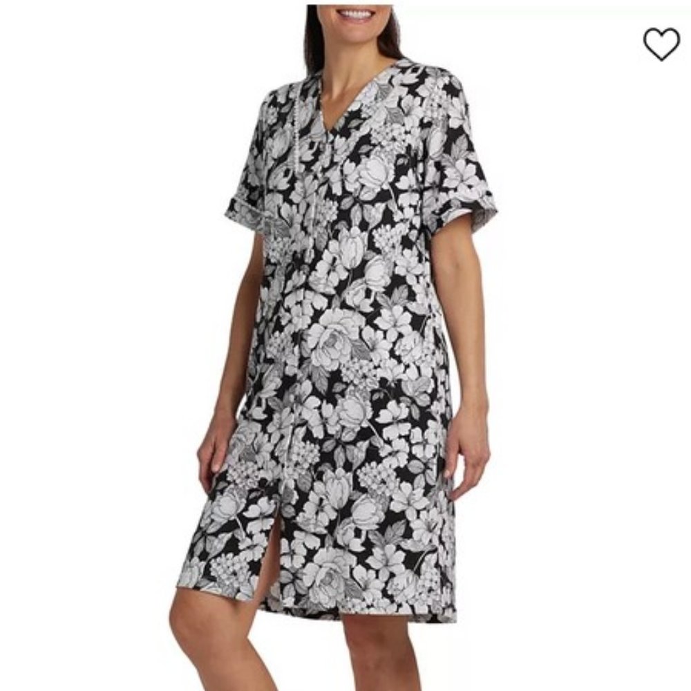 Miss Elaine Printed Knit Short Sleeve Gripper Robe 2X